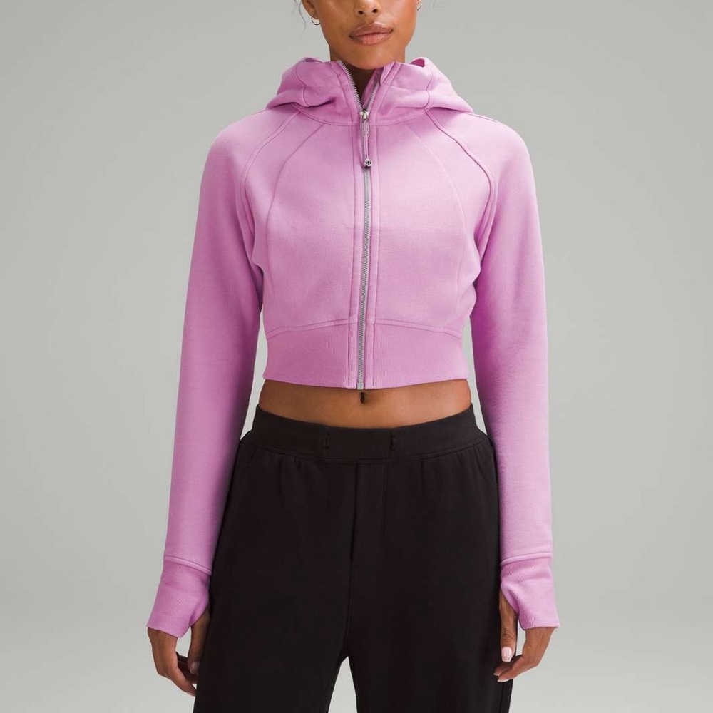 Lululemon Scuba Full Zip Cropped Hoodie XS/S Dahlia Mauve Pink Women’s Jacket
